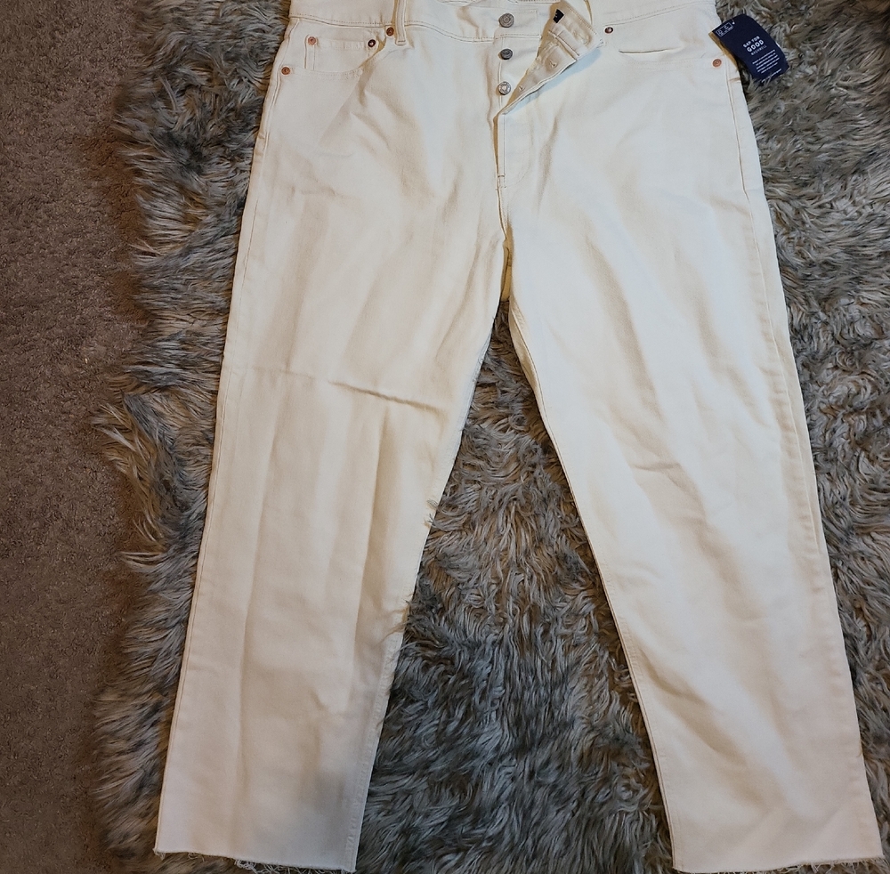 GAP Cream Straight Leg Jeans
